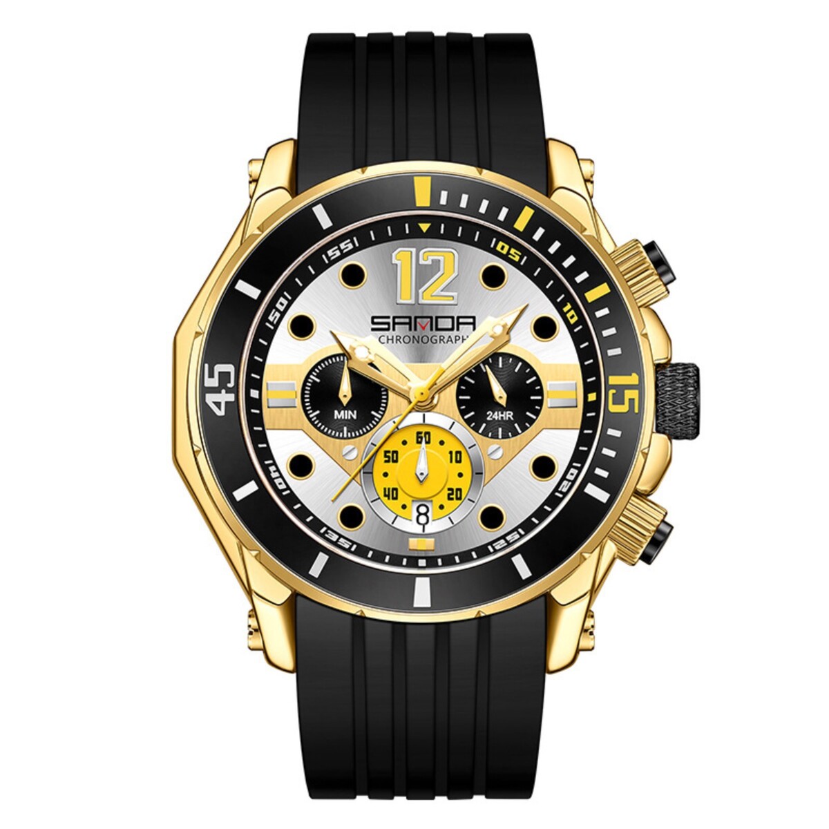 Часы наручные, светящиеся, водонепроницаемые, хронограф, d=5.1 см, ремешок силикон