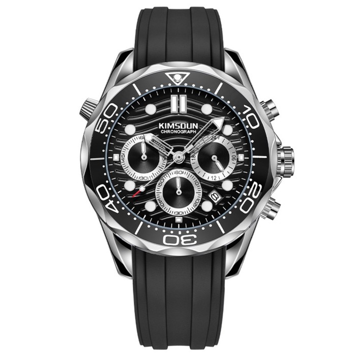 Часы наручные мужские, календарь, подсветка, хронограф, d=4.3 см, серые